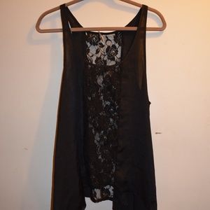 NWOT Black Tank With Lace Front & Back Detail